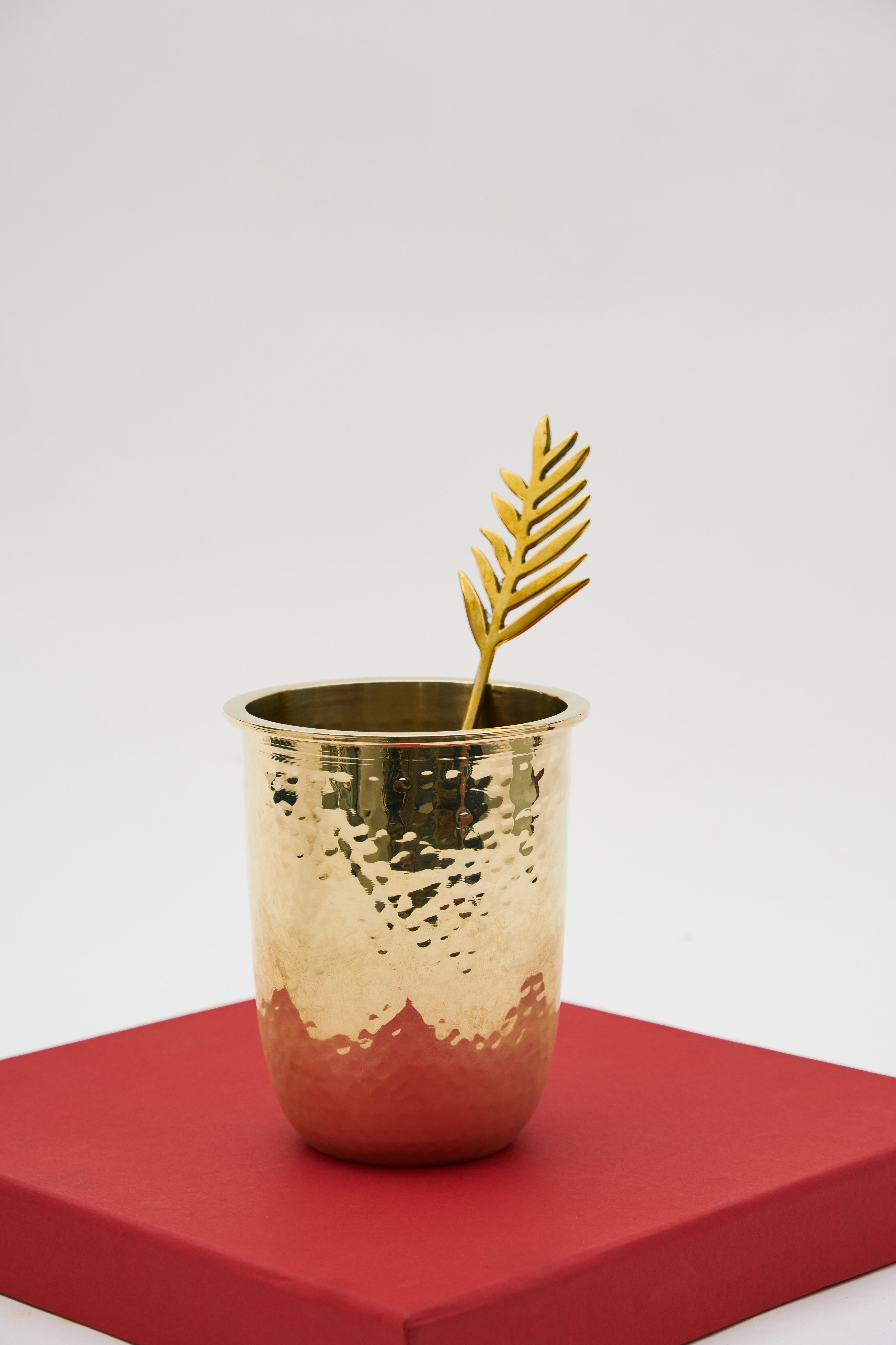 Shimmy Brass Glasses - Set of two - Gold / Brass / 3.5 x 4.5 In Inches - Decor