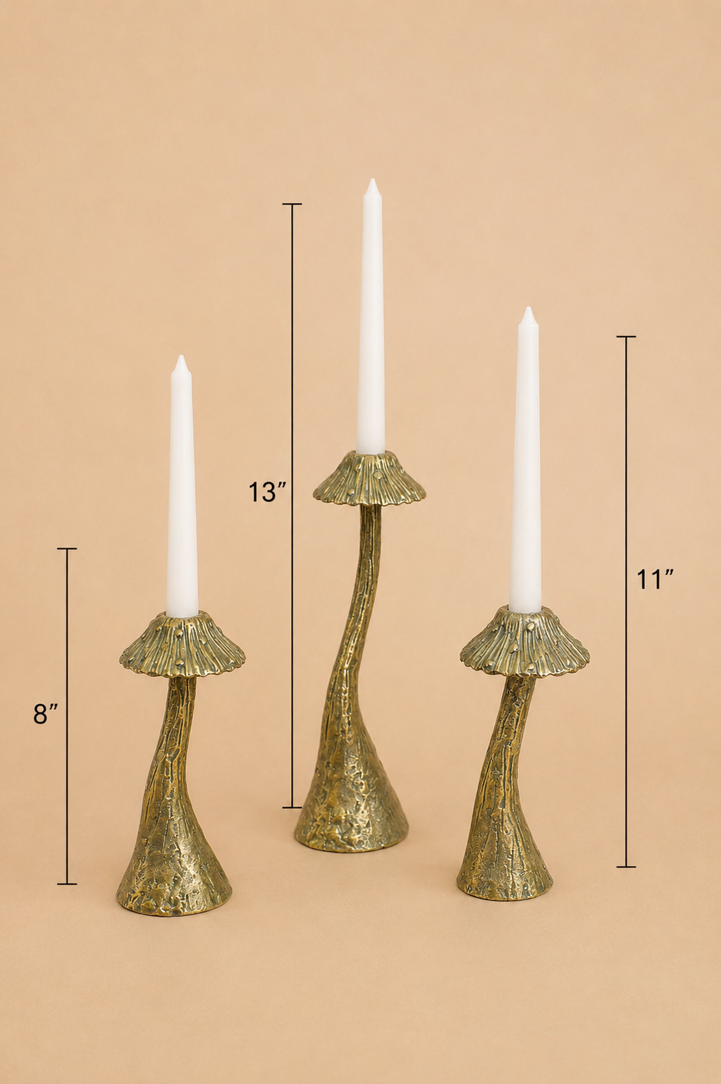Shroom Candle Holder Set - 8’’, 11’’, 13’’ / Aluminium - Decor