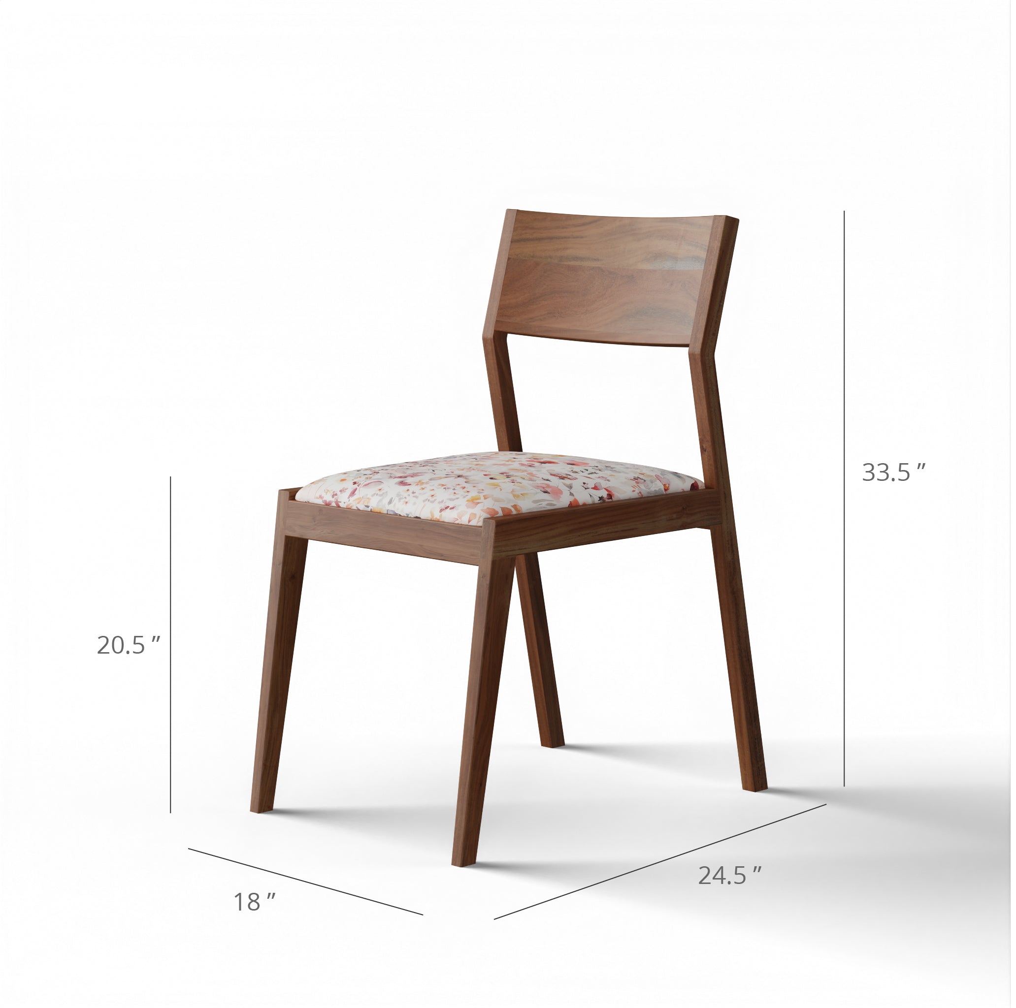 Siena Dining Chair - Natural Acacia Frame; Fabric TBC Ply & Foam Upholstery Seat / L:18’’ x B:24.5’’ x H:33.5’’