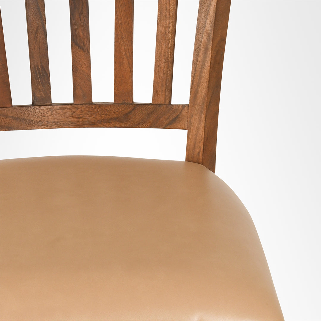 Sierra Bar Chair - L: 18’’ B: 16’’ H: 42’’ SH: 29’’ / Walnut and Tan / Acacia Wood and Upholstery - Indoor Furniture