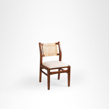 Sierra Dining Chair No. 5 Set Of 2 - W: 20’’ D: 22’’ H: 33’’ SH: 18’’ / Walnut and Biege / Acacia Wood, Cane Weaving
