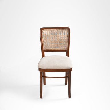 Sierra Dining Chair No. 7 Set Of 2 - W: 19’’ D: 19’’ H: 36’’ SH: 19’’ / Walnut and Biege / Acacia Wood, Cane Weaving