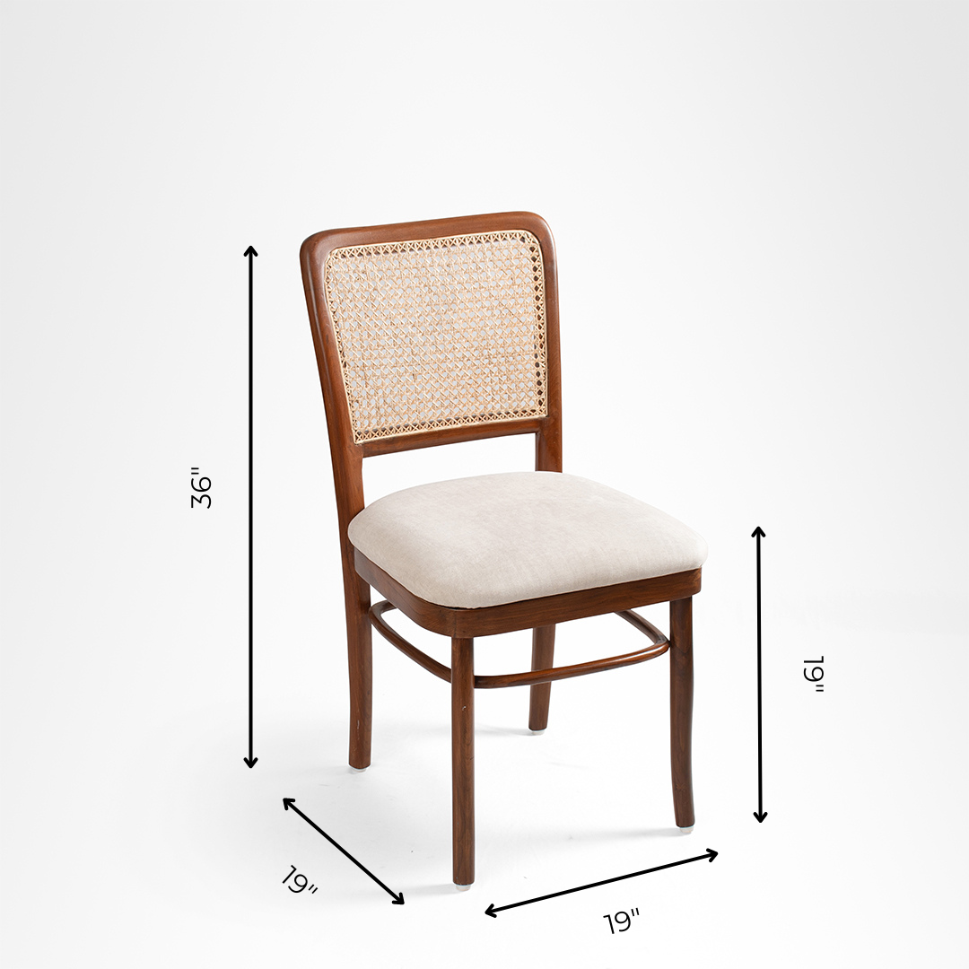 Sierra Dining Chair No. 7 Set Of 2 - W: 19’’ D: 19’’ H: 36’’ SH: 19’’ / Walnut and Biege / Acacia Wood, Cane Weaving