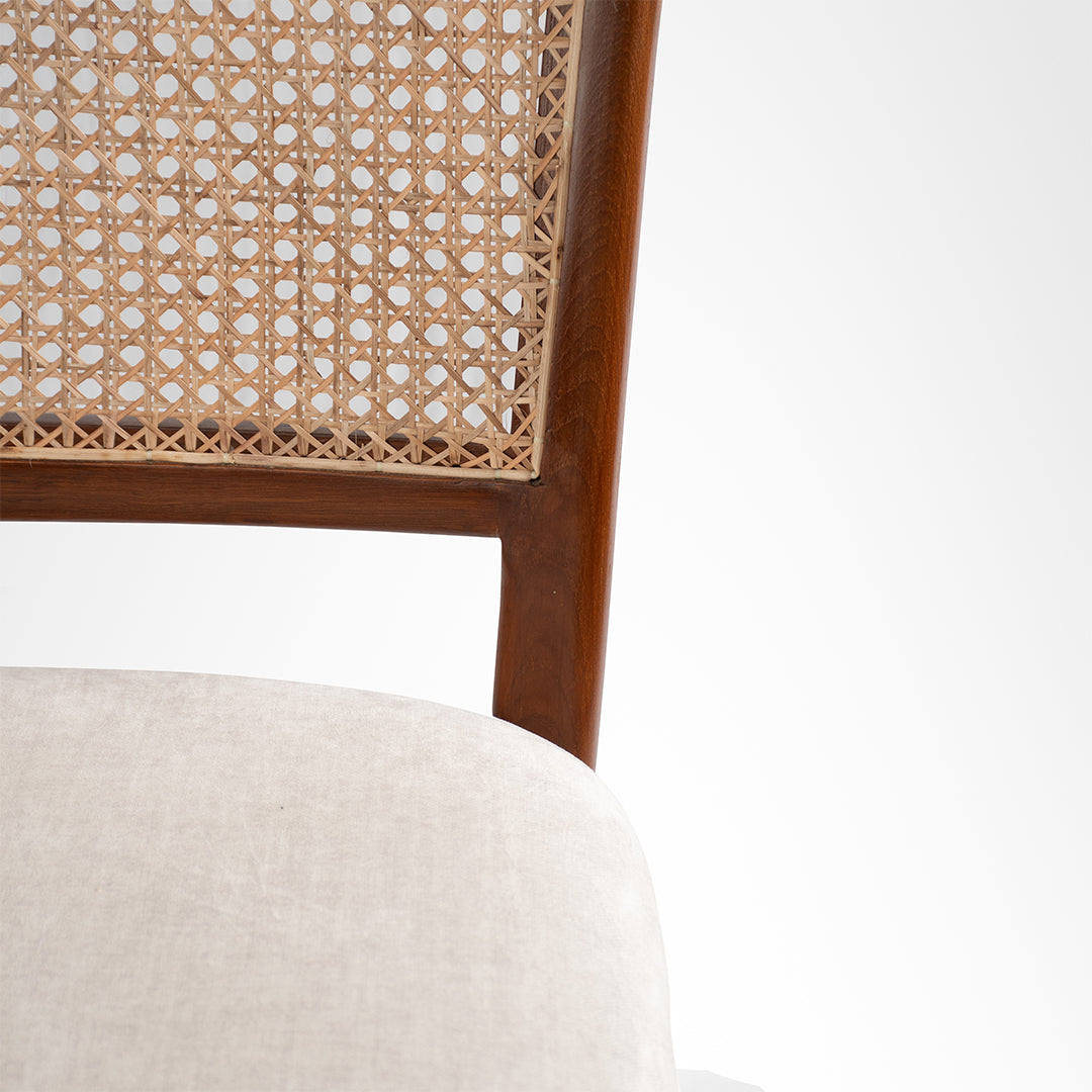 Sierra Dining Chair No. 7 Set Of 2 - W: 19’’ D: 19’’ H: 36’’ SH: 19’’ / Walnut and Biege / Acacia Wood, Cane Weaving