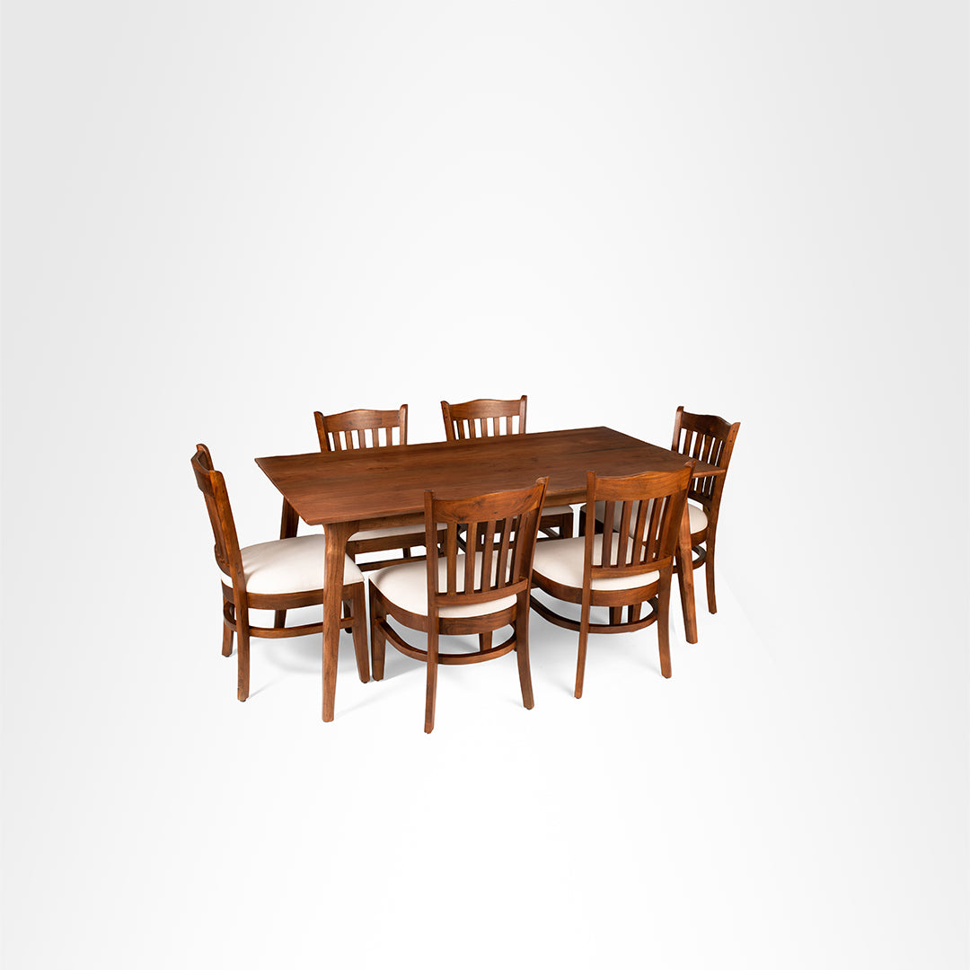Sierra Dining Table No. 17 Set of 6 - Table (L: 66’’ B: 36’’ H: 30’’) & Chairs (L: 19’’ B: 20’’ H: 35’’ SH: 17’’)