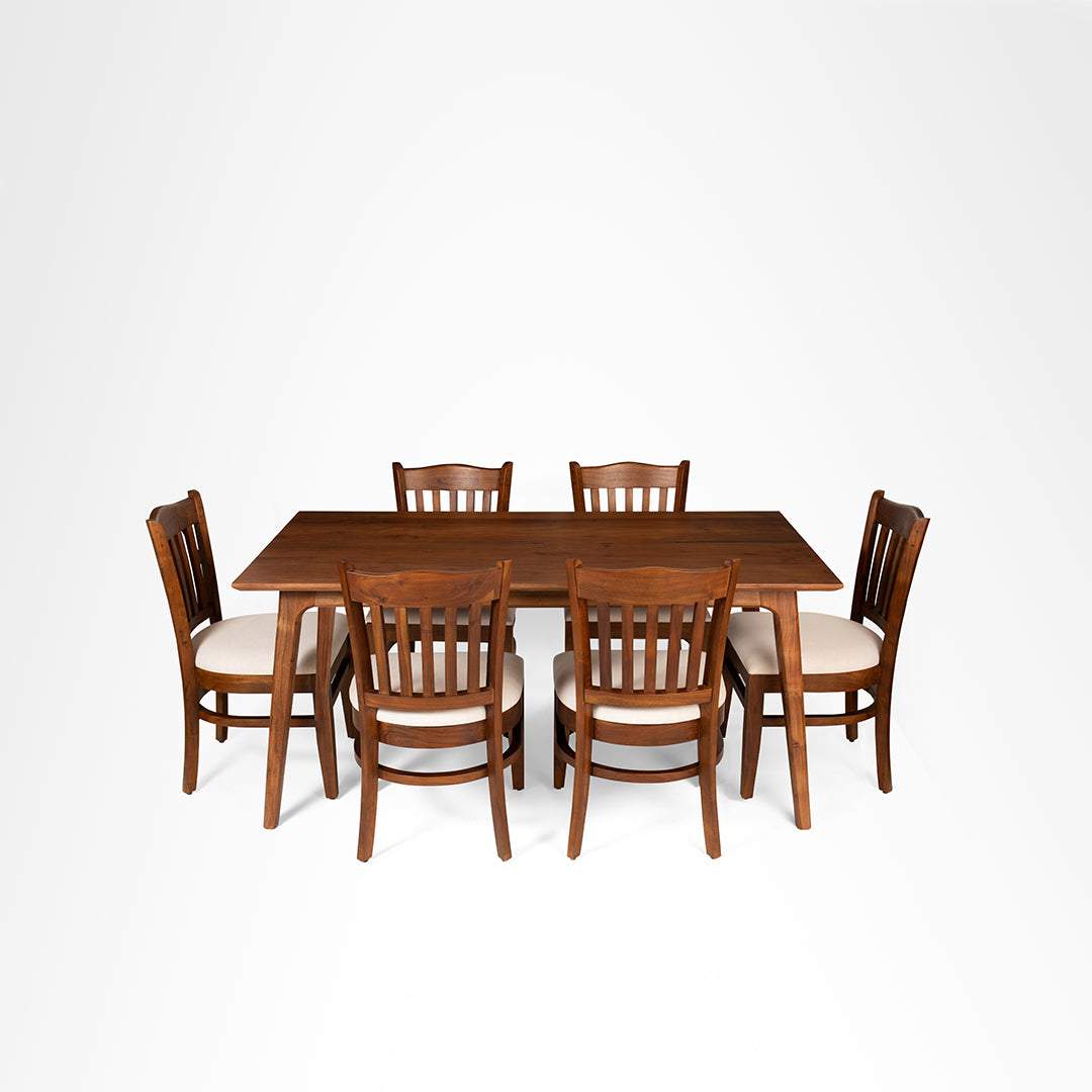 Sierra Dining Table No. 17 Set of 6 - Table (L: 66’’ B: 36’’ H: 30’’) & Chairs (L: 19’’ B: 20’’ H: 35’’ SH: 17’’)