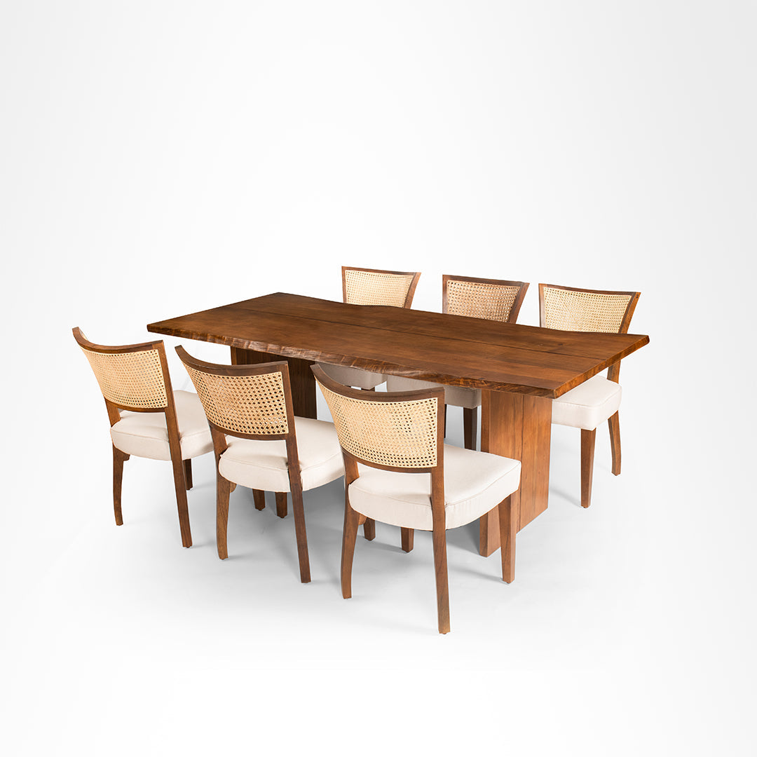 Sierra Dining Table No. 18 Set - Table (L: 78’’ B: 36’’ H: 30’’) & Chair (W: 20’’ D: 22’’ H: 33’’ SH: 18’’) / Walnut