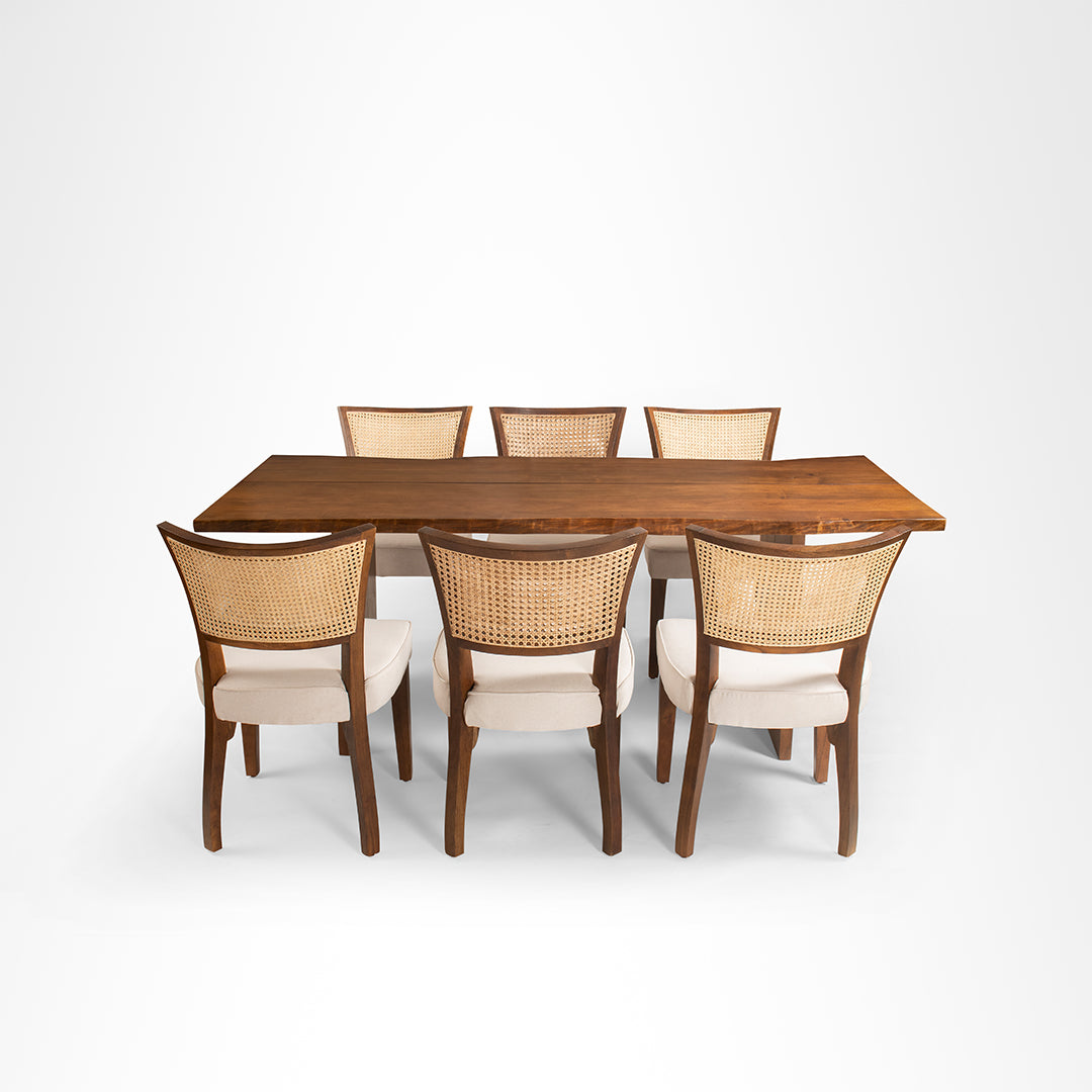 Sierra Dining Table No. 18 Set - Table (L: 78’’ B: 36’’ H: 30’’) & Chair (W: 20’’ D: 22’’ H: 33’’ SH: 18’’) / Walnut