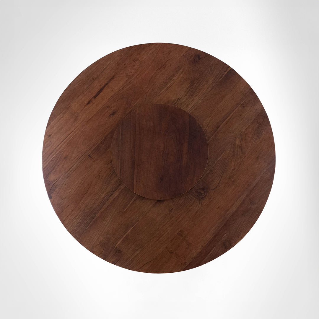 Sierra Dining Table No. 27 Set - Walnut / Acacia Wood / Table (Dia: 60’’H: 30’’) & Chairs (L: 20’’ B: 22’’ H: 31’’ SH: