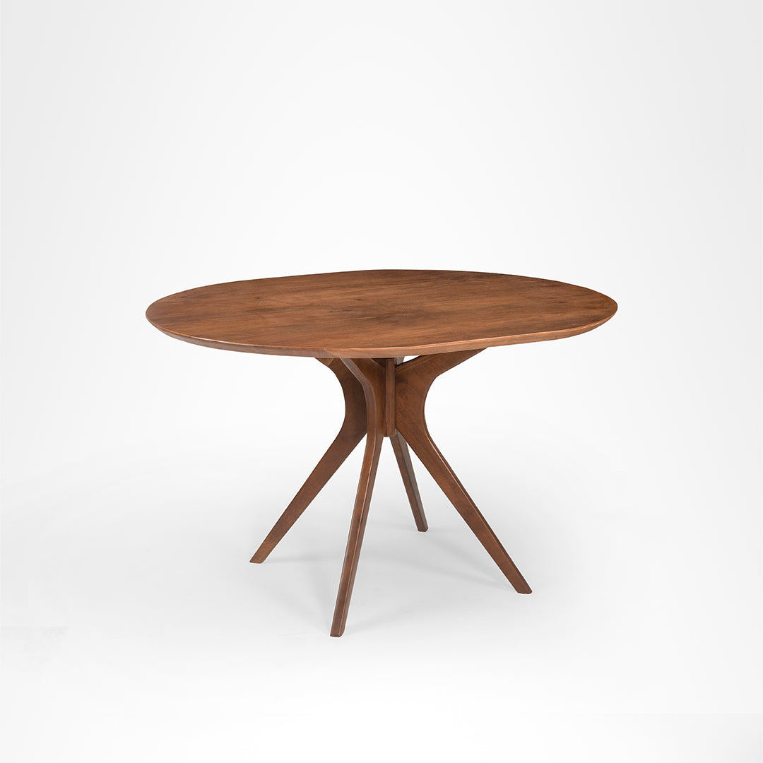 Sierra Dining Table No. 3 Set - Table (L: 48’’ B: 42’’ H: 30’’) & Chairs (L: 19’’ B: 20’’ H: 35’’ SH: 17’’) / Walnut