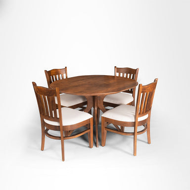Sierra Dining Table No. 3 Set - Table (L: 48’’ B: 42’’ H: 30’’) & Chairs (L: 19’’ B: 20’’ H: 35’’ SH: 17’’) / Walnut