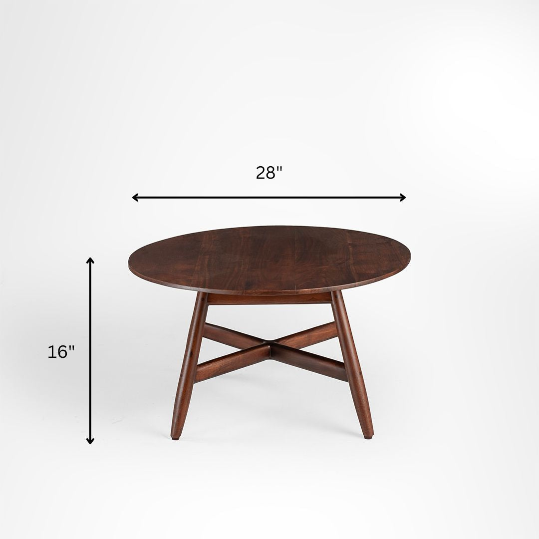 Sierra XI Coffee Table - Dia: 28 ’ H: 16’’ / Walnut / Acacia Wood - Indoor Furniture