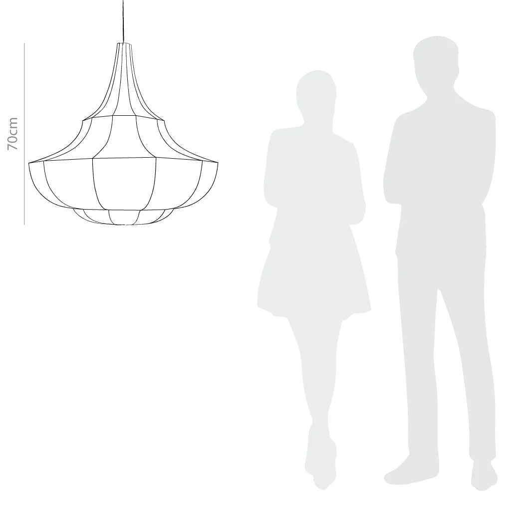 Silk Chandelier Hanging Lamp - D:28’’ H: 28’’ / White / Mild Steel and Silk - Lighting