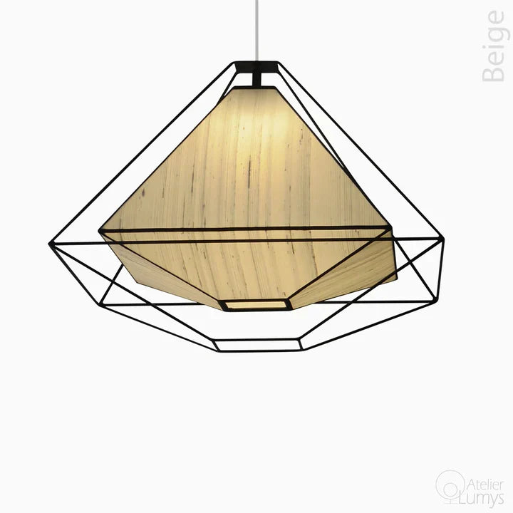 Silk Rosetta Hanging Lamp - L:20’’ W: 20’’ H: 16’’ / Beige / Mild Steel and Silk - Lighting