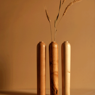 Sinuous V03 Set of 3 - light to medium reddish brown and light pale brown and white to light beige / Steam Beech, White
