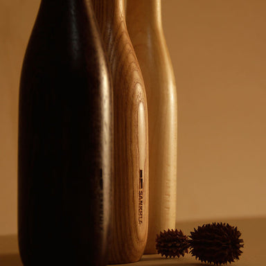 Sinuous V04 Set of 3 - black & light pale brown & white to light beige / Vengai, White Ash, Sycamore / Height: 8 in&
