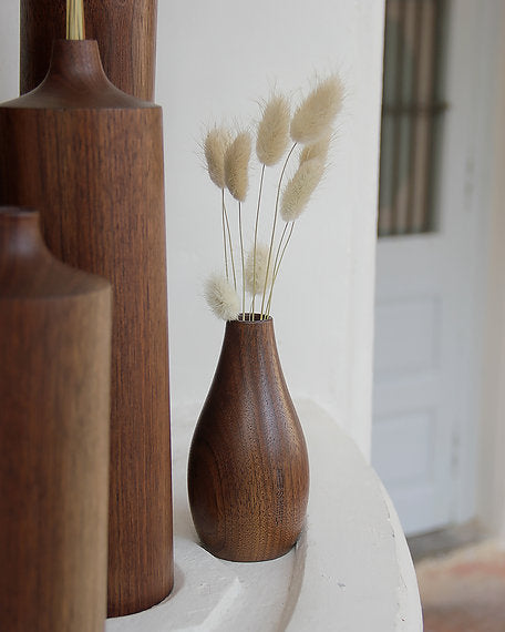 Sinuous V08 Set of 6 - dark brown / walnut / Biggest: Height: 18 in & Diameter: 2.75 in& Smallest: Height: 5 in &