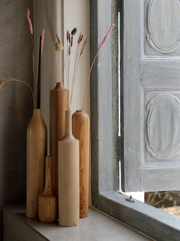Sinuous V11 Set of 5 - light to medium reddish-brown and white to light beige and light pale brown / Steam Beech,