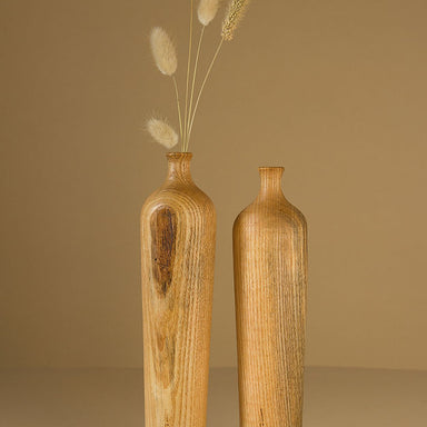 Sinuous V16 Set of 2 - light pale brown / White Ash wood / Height: 10 in& Diameter: 2.5 in - Decor