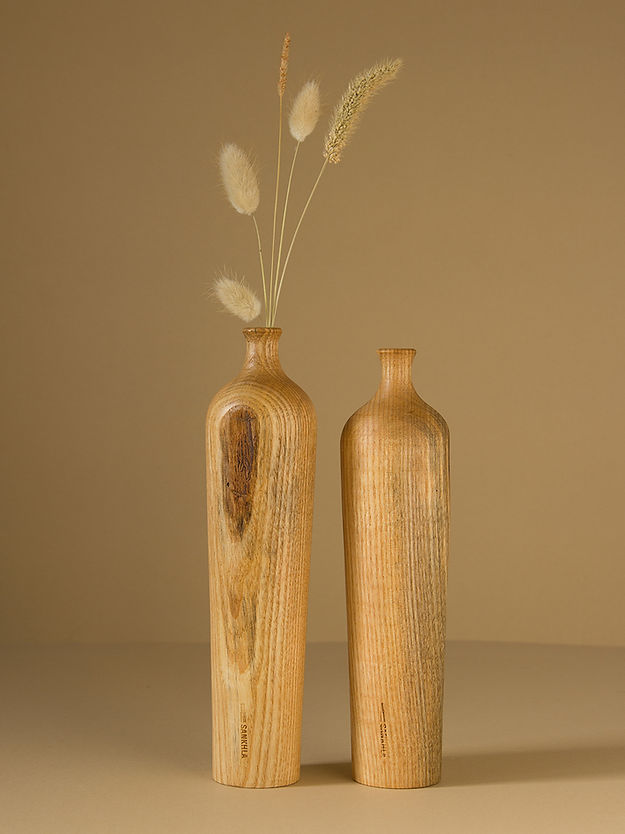 Sinuous V16 Set of 2 - light pale brown / White Ash wood / Height: 10 in& Diameter: 2.5 in - Decor