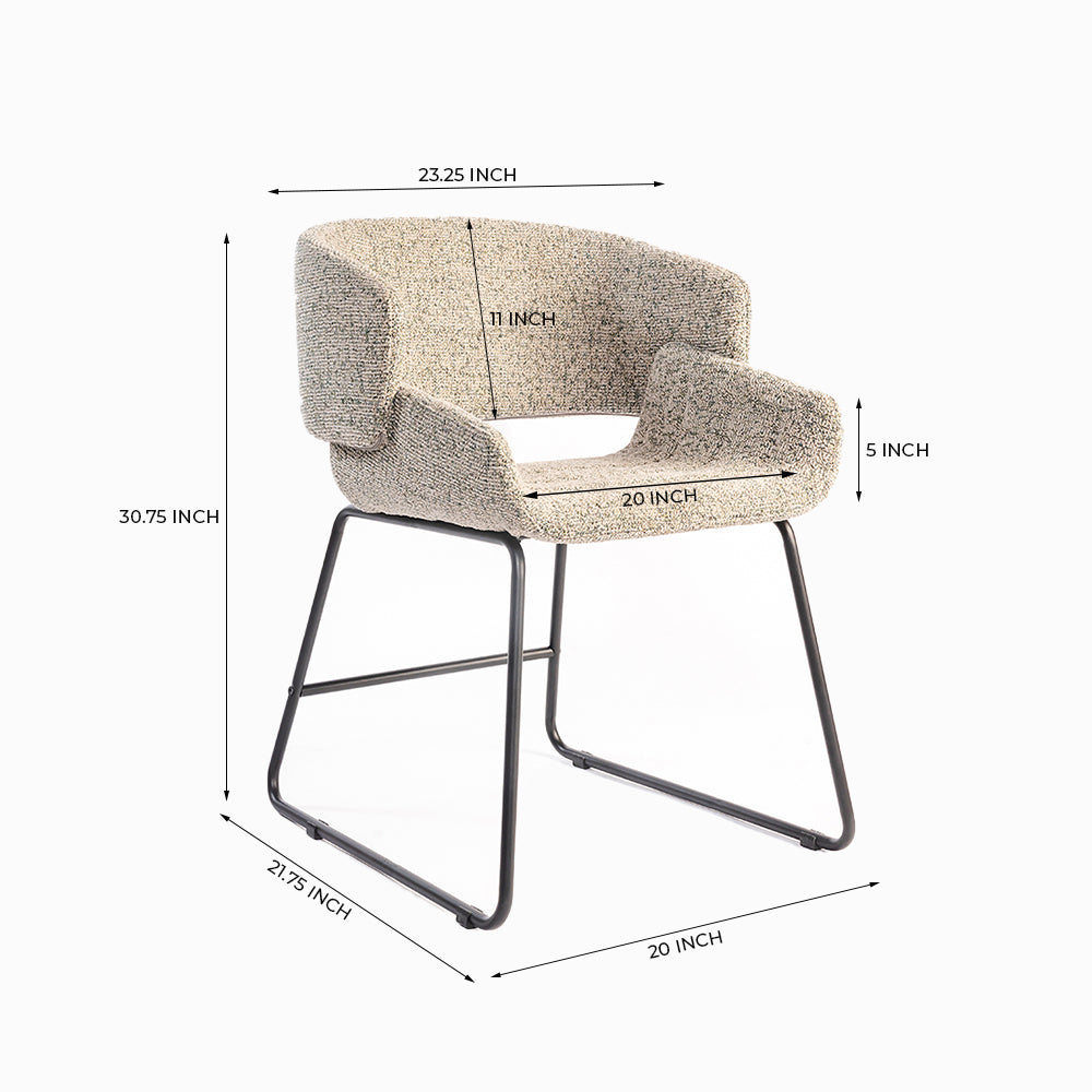 Skive Dining Chair - Mild Steel and Upholstery / CM: - L:- 55 x W:- 59 x H:- 83 - Indoor Furniture