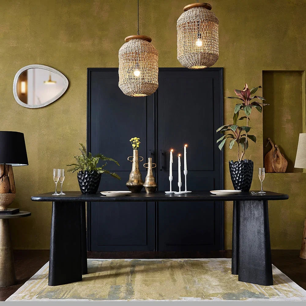 Skog Dining Table - 213 x 99 x 76 In cm / Mango Wood / Black - Furniture