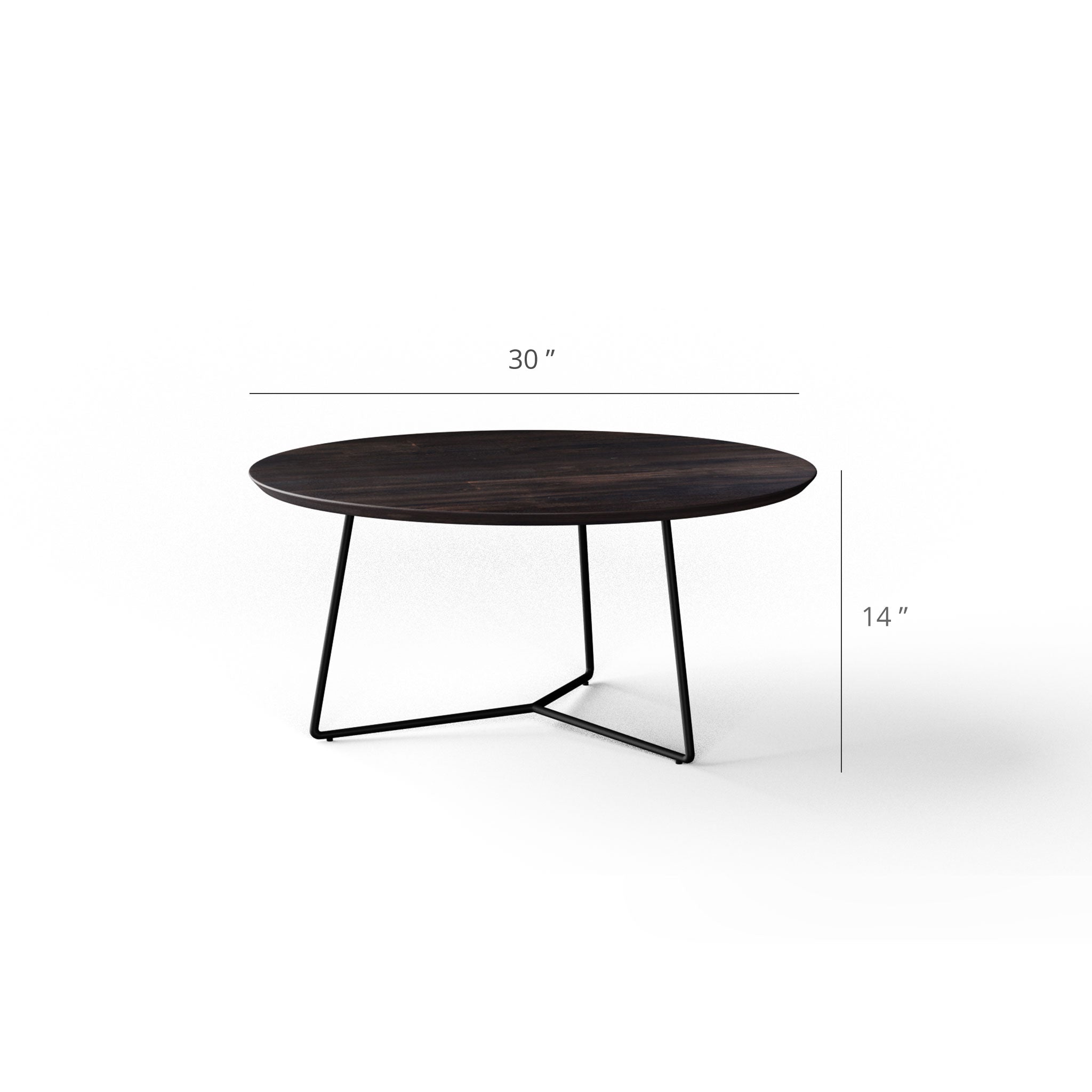 Skov Coffee Table - L:30’’ x B:30’’ x H:14’’ In Inches / Peca Sheesham Top; Black Powder Coat Mild Steel Base - Indoor
