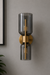 Smoked Glass Hourglass Sconce - Gold / 7 x 5 x 13 Inches / MS, Glass - Lighting