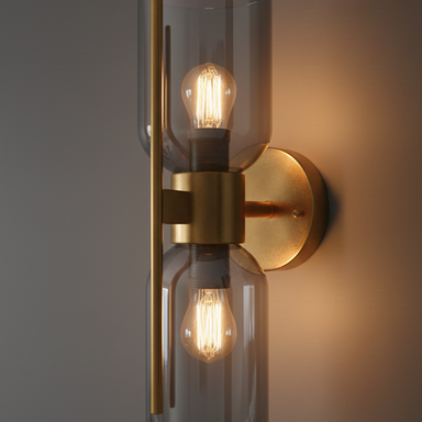 Smoked Glass Hourglass Sconce - Gold / 7 x 5 x 13 Inches / MS, Glass - Lighting
