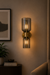 Smoked Glass Hourglass Sconce - Gold / 7 x 5 x 13 Inches / MS, Glass - Lighting