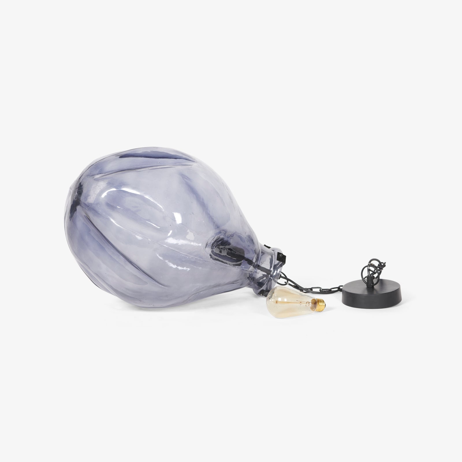 Sogu Black Hanging Lamp - Smoky Glass, and black finish on metal / 39 L x 39 W x 46 H cm / Glass and Mild Steel