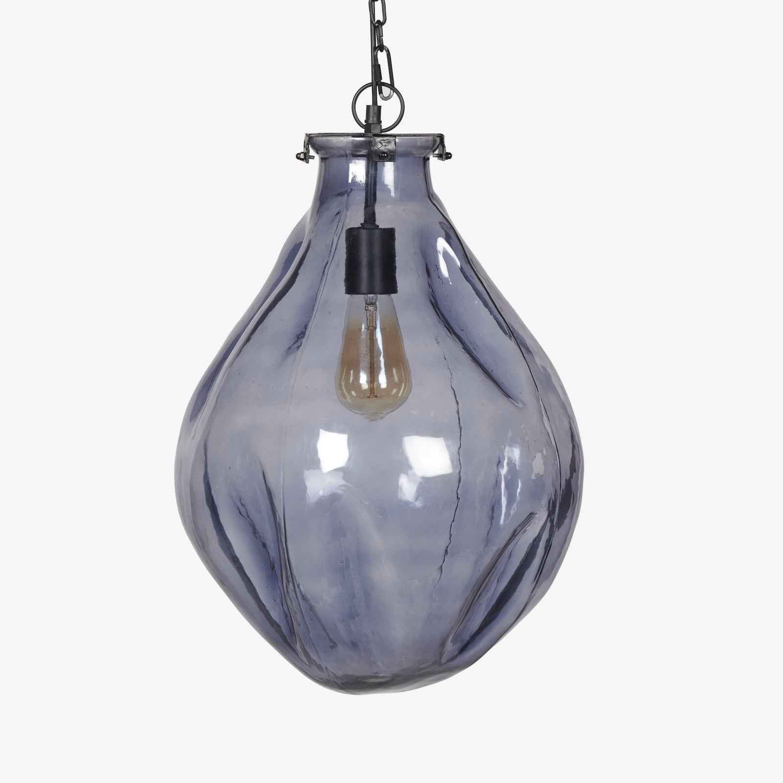 Sogu Black Hanging Lamp - Smoky Glass, and black finish on metal / 39 L x 39 W x 46 H cm / Glass and Mild Steel