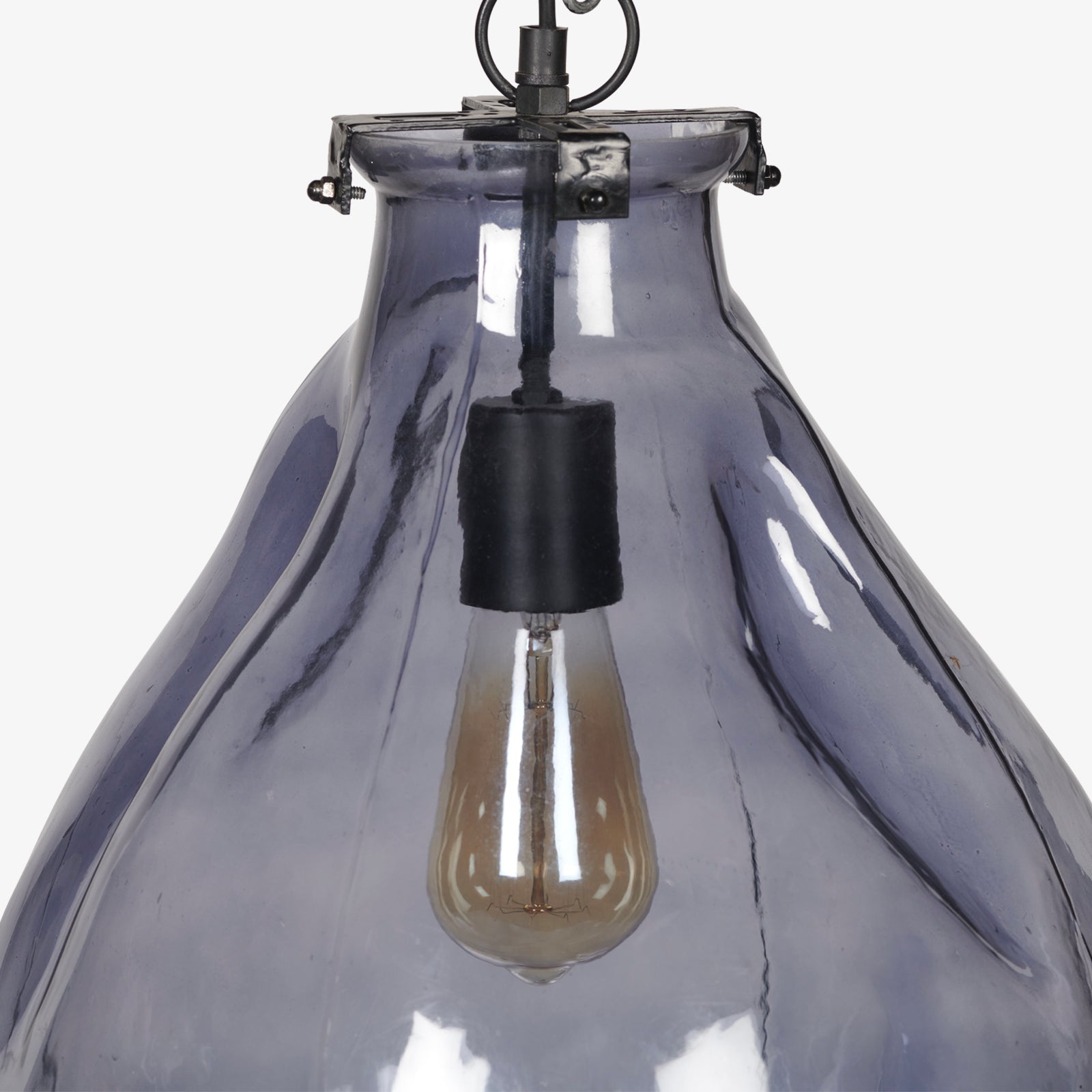 Sogu Black Hanging Lamp - Smoky Glass, and black finish on metal / 39 L x 39 W x 46 H cm / Glass and Mild Steel