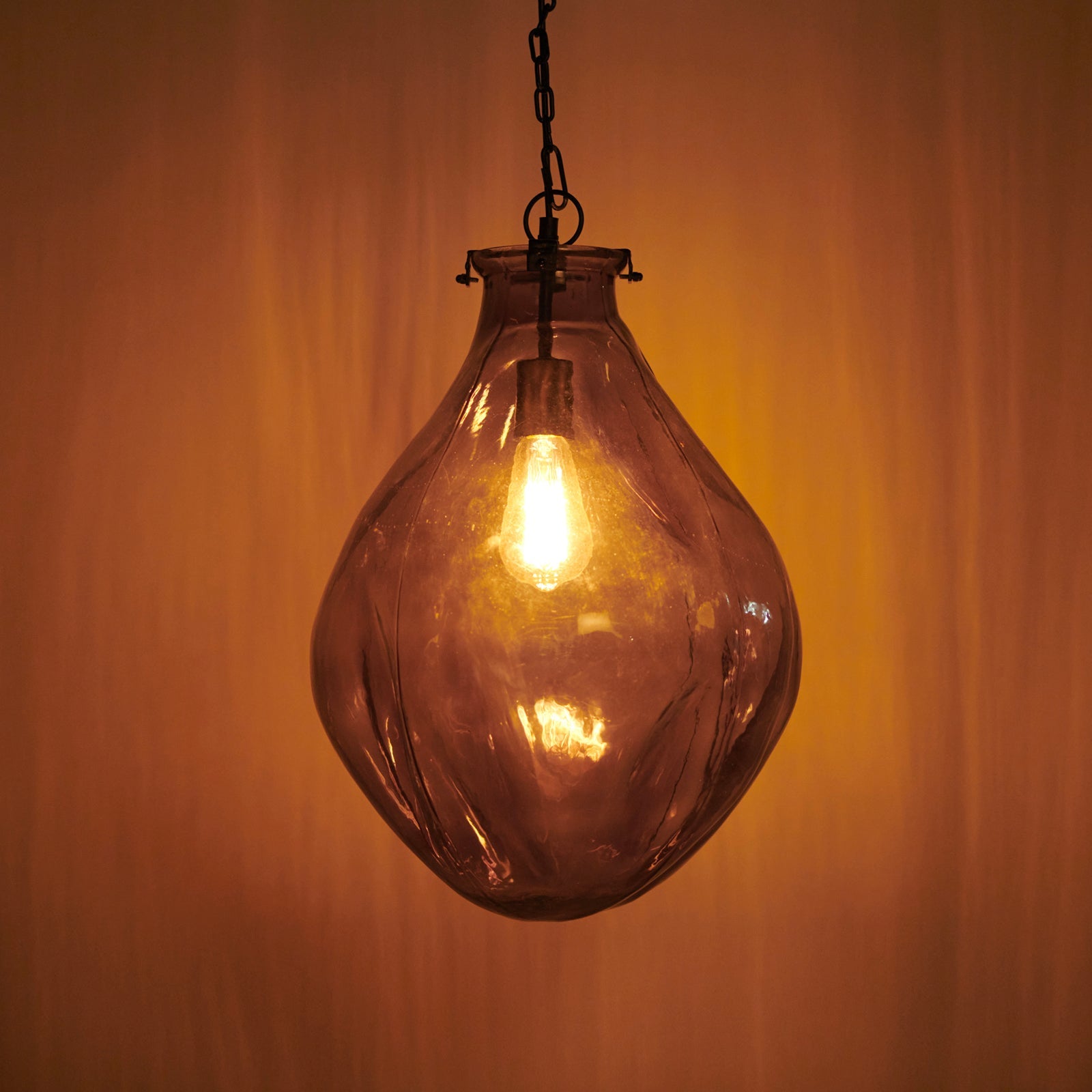 Sogu Black Hanging Lamp - Smoky Glass, and black finish on metal / 39 L x 39 W x 46 H cm / Glass and Mild Steel