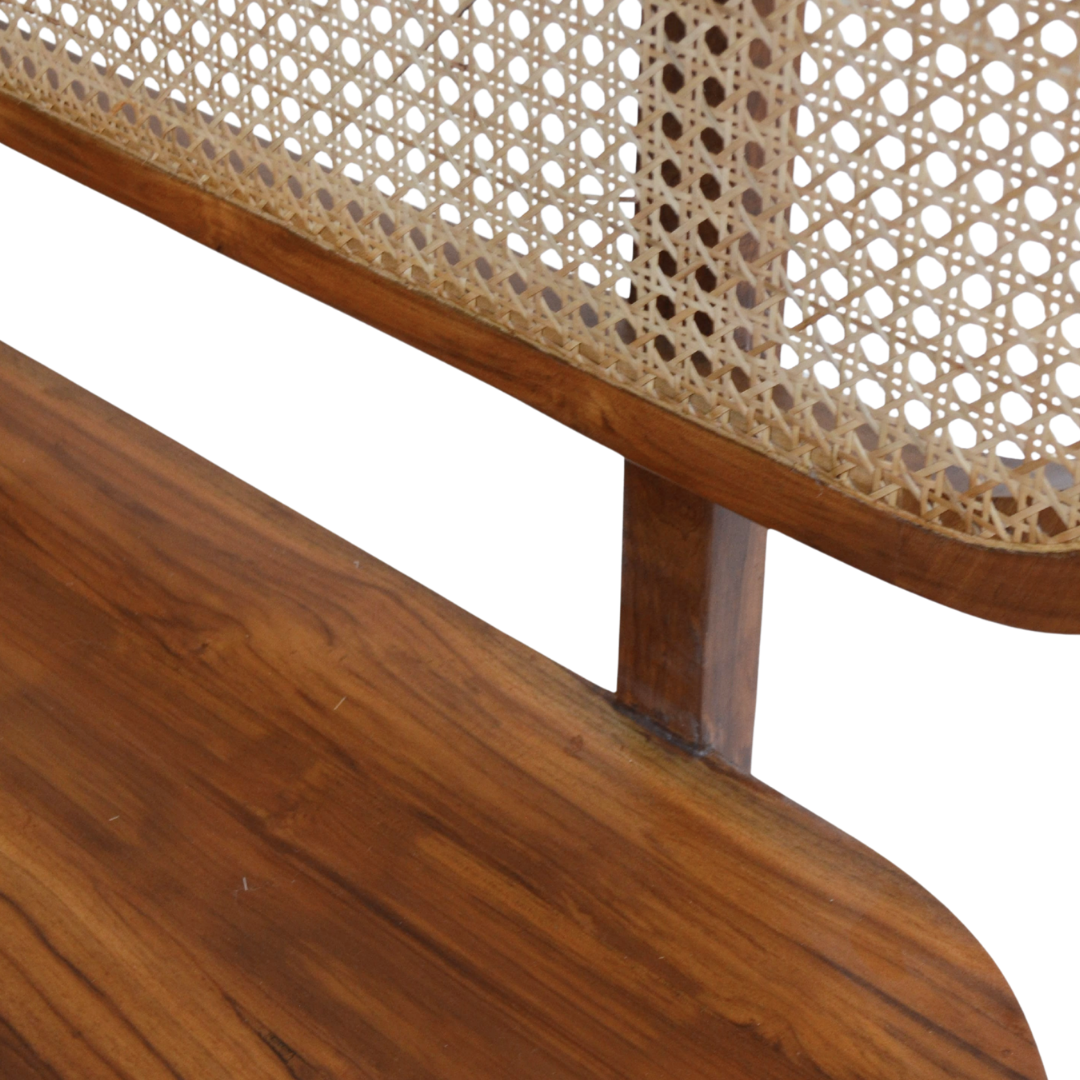 Solace cane Bench - Teak / Teakwood, cane / L: 60’’ W: 21’’ H: 34’’; Seat Height: 18’’ - Furniture