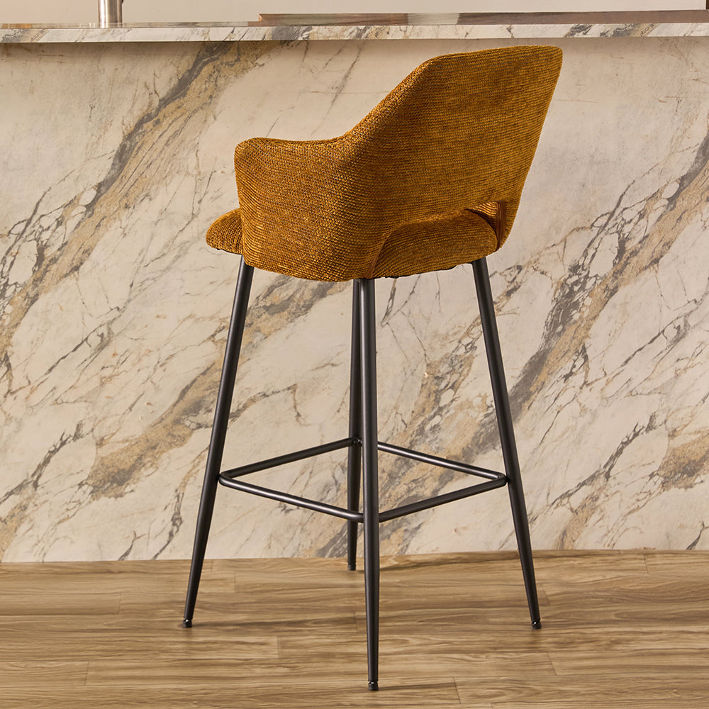Sora Bar Chair - Mild Steel and Upholstery / L:- 53 x W:- 54 x H:- 104 In Cms - Indoor Furniture