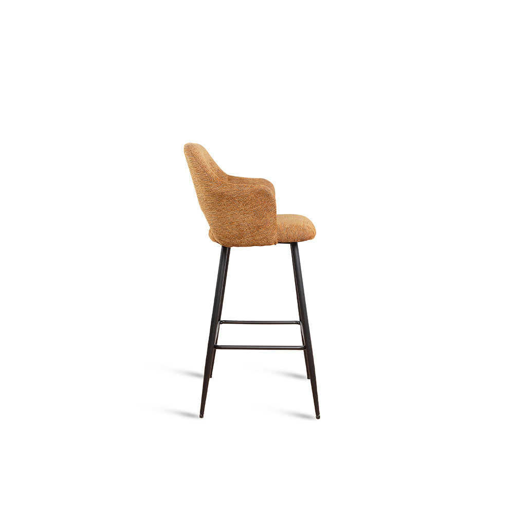 Sora Bar Chair - Mild Steel and Upholstery / L:- 53 x W:- 54 x H:- 104 In Cms - Indoor Furniture