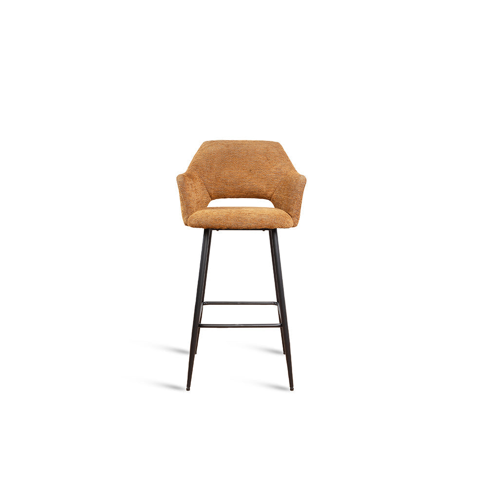 Sora Bar Chair - Mild Steel and Upholstery / L:- 53 x W:- 54 x H:- 104 In Cms - Indoor Furniture