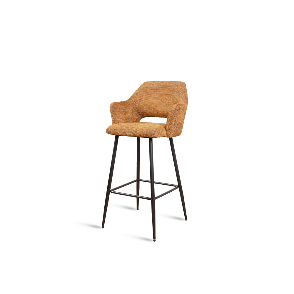 Sora Bar Chair - Mild Steel and Upholstery / L:- 53 x W:- 54 x H:- 104 In Cms - Indoor Furniture