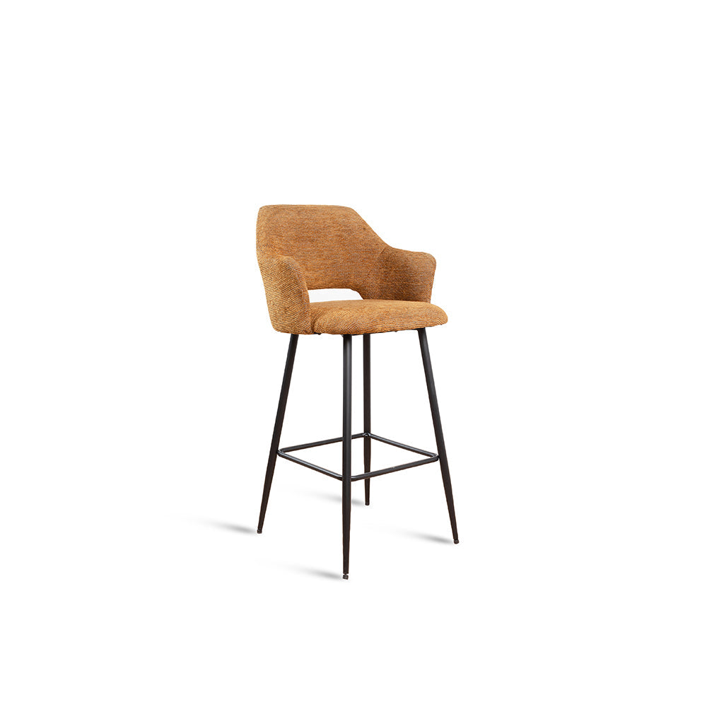 Sora Bar Chair - Mild Steel and Upholstery / L:- 53 x W:- 54 x H:- 104 In Cms - Indoor Furniture