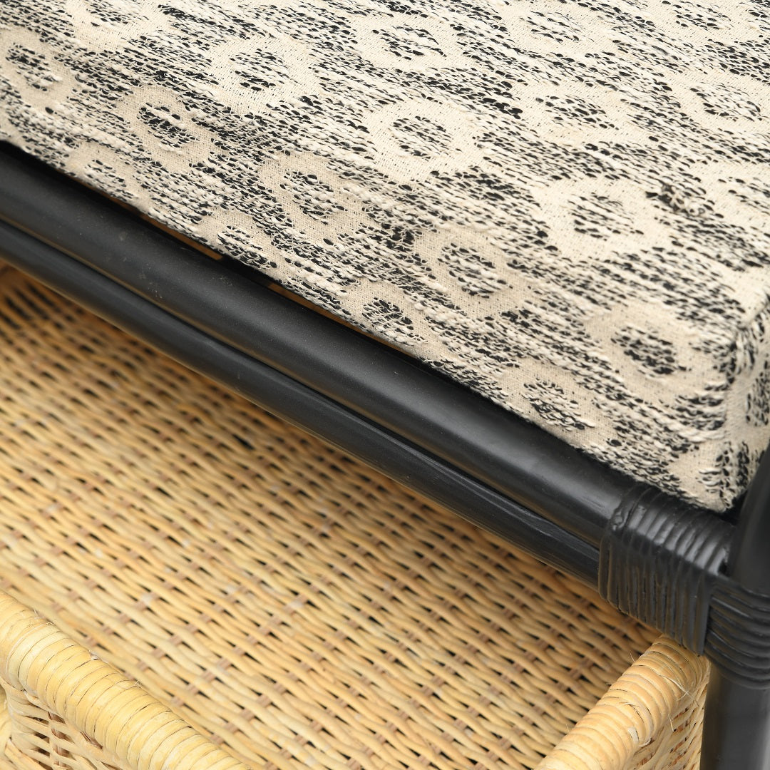 Spink Bamboo Storage Bench - Black / Bamboo / L: 50’’ W: 18’’ H: 19’’; Seat Height: 18’’; L: 23’’ B: 16’’ H: 8’’