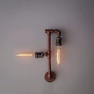 STEAMPUNK IRON PIPE LAMP WALL LIGHT FIXTURE - Black / Iron / Dia - 2 inches - Lighting