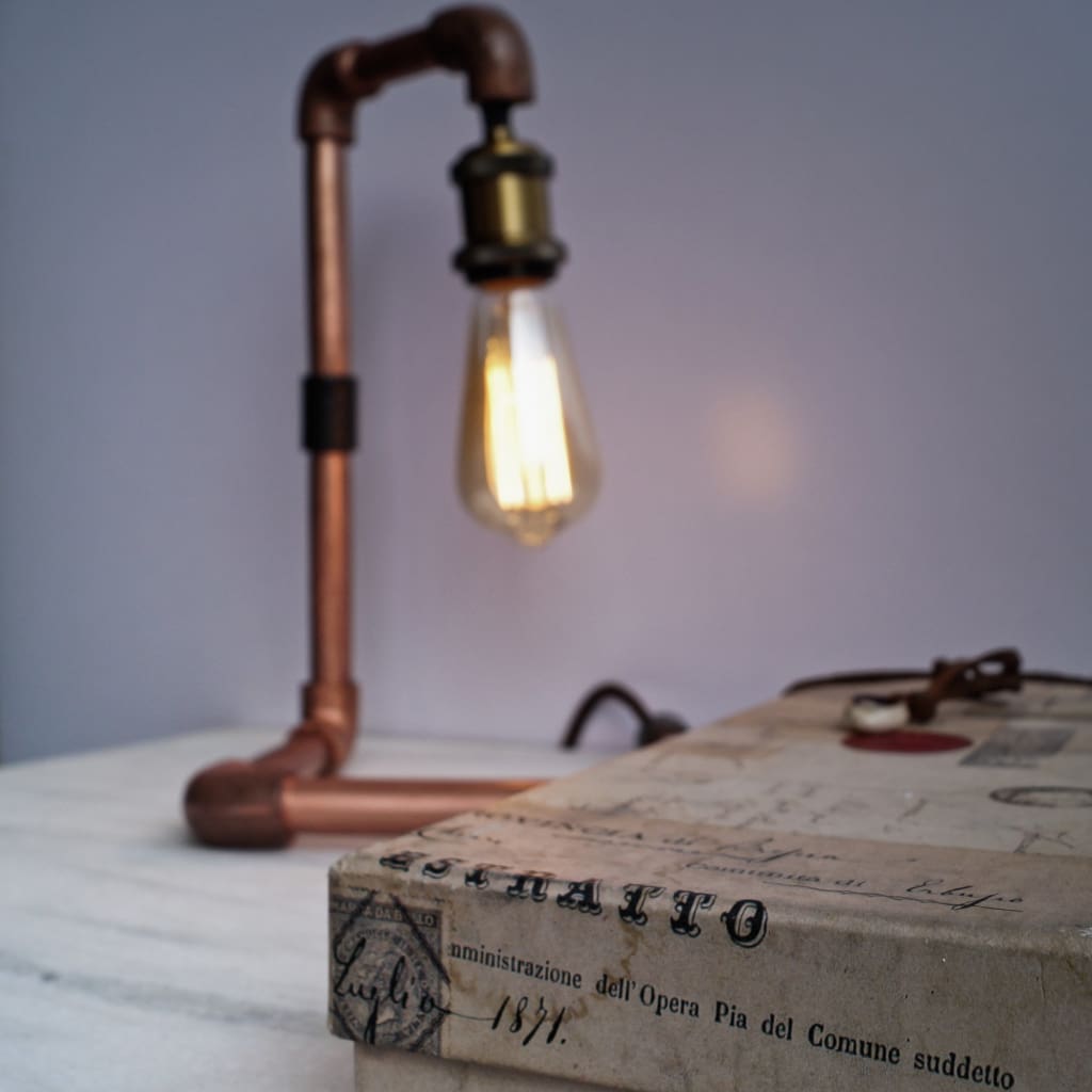 Steampunk Style Industrial Bend Copper Desk CU 29 Pipe Lamp