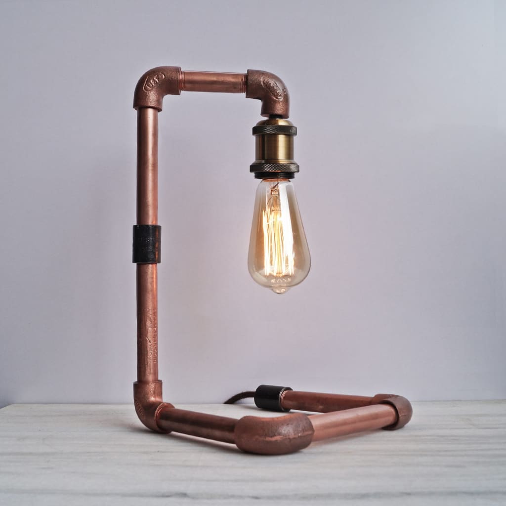 Steampunk Style Industrial Bend Copper Desk CU 29 Pipe Lamp