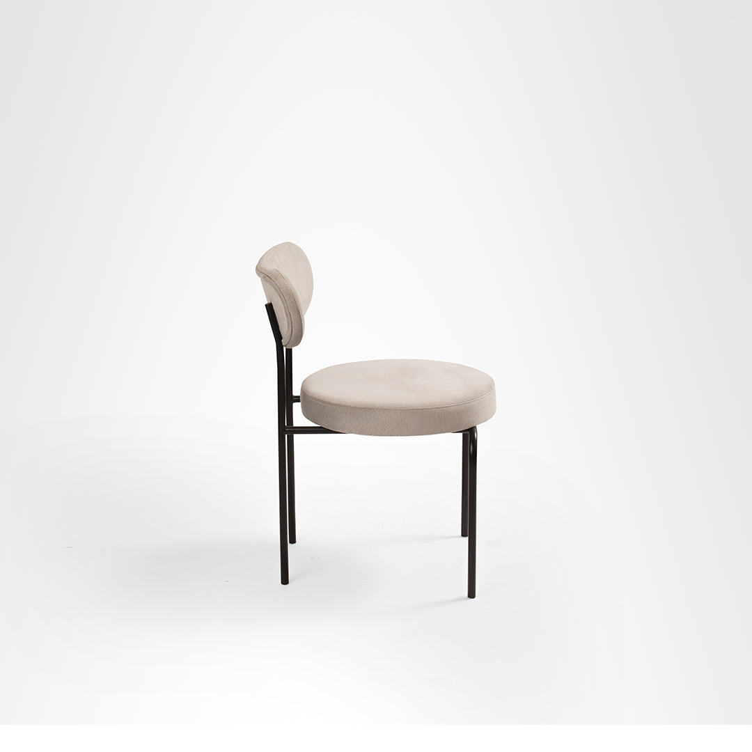 Stella Dining Chair Set of 2 - W: 17’’ D: 21’’ H: 30’’ SH: 18’’ / Black and Grey / Metal and Upholstered Fabric