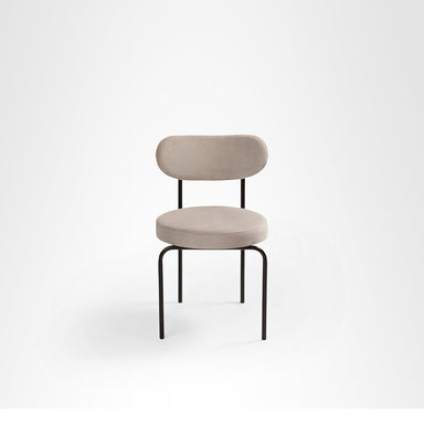 Stella Dining Chair Set of 2 - W: 17’’ D: 21’’ H: 30’’ SH: 18’’ / Black and Grey / Metal and Upholstered Fabric