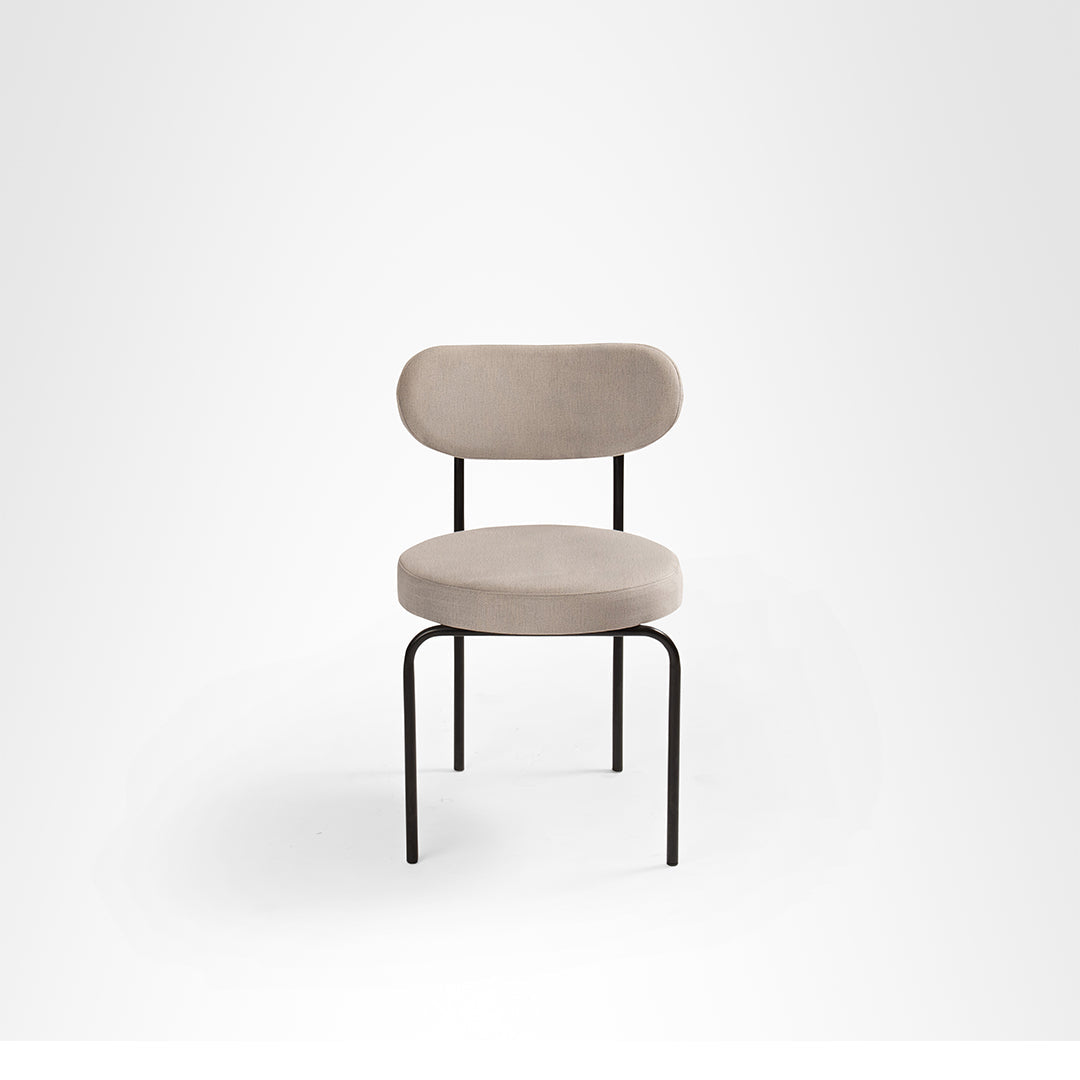 Stella Dining Chair Set of 2 - W: 17’’ D: 21’’ H: 30’’ SH: 18’’ / Black and Grey / Metal and Upholstered Fabric