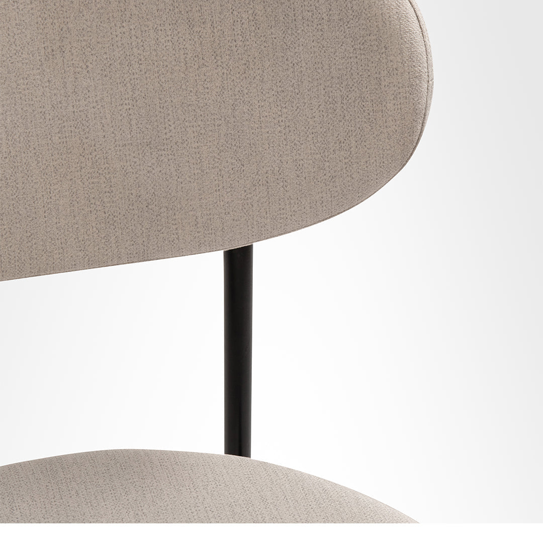Stella Dining Chair Set of 2 - W: 17’’ D: 21’’ H: 30’’ SH: 18’’ / Black and Grey / Metal and Upholstered Fabric