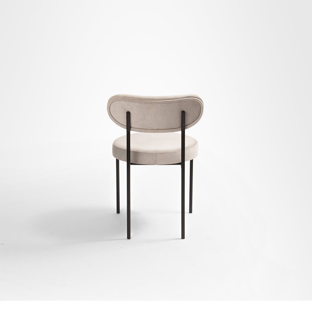 Stella Dining Chair Set of 2 - W: 17’’ D: 21’’ H: 30’’ SH: 18’’ / Black and Grey / Metal and Upholstered Fabric