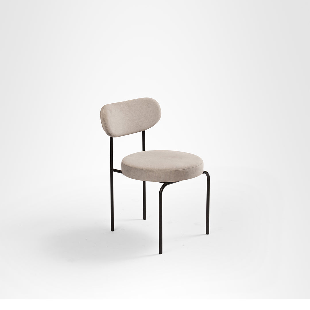 Stella Dining Chair Set of 2 - W: 17’’ D: 21’’ H: 30’’ SH: 18’’ / Black and Grey / Metal and Upholstered Fabric